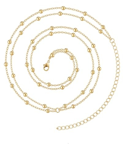 EIROVYA 1 pc Belly Chain, Chaîne de ventre en or pour femmes, 2 couches de ventre et de corps avec chaîne de taille en or, Ajustable, Résistant à l'eau, Ne ternit pas, Waist Chain, Bijoux de corps