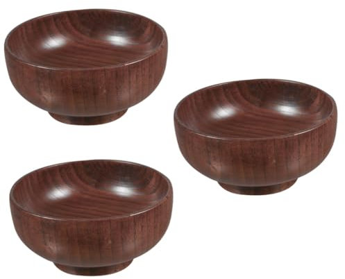 PRETYZOOM 3 Pezzi Ciotola di Legno Anti-Scintilla Insalata Insalatiera e Posate Portafrutta Piccole Ciotole Grandi Insalatiere Ciotole di Legno Ciotole di Frutta Scodella Coffee