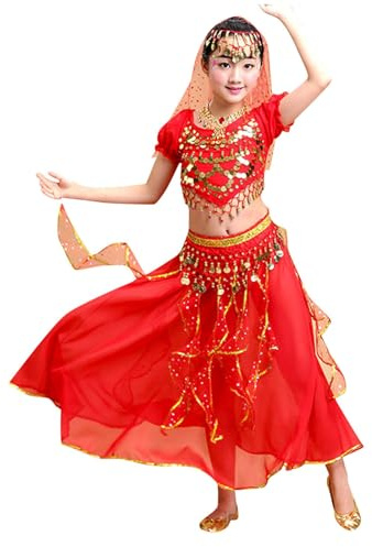Genérico Danza Vientre Vestido de Princesa Tops Falda Larga Ropa de Baile para Niñas Disfraz de Danza del Vientre para Niños