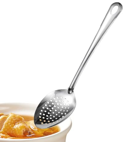 Cuchara Perforada Acero Inoxidable | Cuchara con Agujeros para Escurrir 38 cm,Utensilios Antiadherentes Para Escurrir Mezclar Freír Hornear Cocina