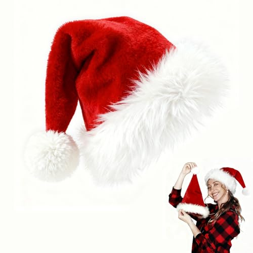LIANRISES Cappello Di Natale Adulto, Cappelli Da Babbo Natalemorbido Peluche Cappellino, Lussuoso Doppio Strato Di Peluche, Super Spessa, Confortevole, Morbido, Indipendentemente Dal Sesso, Capodanno