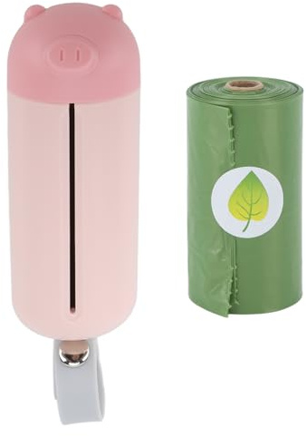 Lmrysalque Distributore di sacchetti per escrementi di cane, a prova di perdite, portatile, con supporto per sacchetti per escrementi di animali domestici, accessorio per (Rosa)