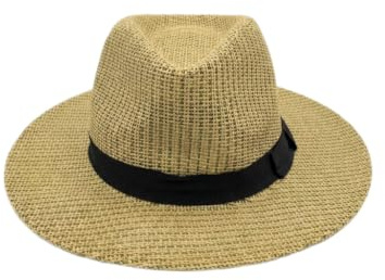 OUTLETISSIMO® Unisex sommar bred brätte panamahatt med lätt halm med svart band, justerbar andningsbar solhatt - Khaki och olivgrön V046