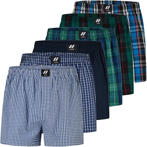 City Life 6er Pack Herren Boxershorts 100% Baumwolle - Atmungsaktive Webboxer, bequem & trocknergeeignet, S-4XL, Farbe:Mehrfarbig (Classic Multicolour 3 C-6-3), Grösse:4XL