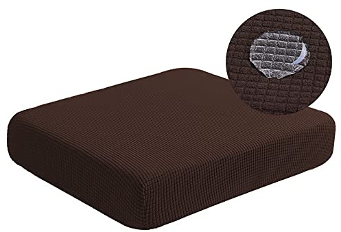 NC HOME Water-Repellent Sofa Cushion Covers Jacquard High Stretch Fabric Furniture Protector for Living Room, Washable Sofa Seat Slipcover, 1 Seater (Chair Cushion, Chocolate)