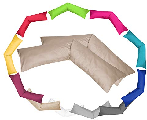 Moon Luxury Linon 2er Pack Kissenbezug für Seitenschläferkissen 40x145 Taupe, Kissenhülle 100% Baumwolle