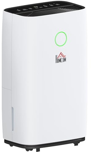 HOMCOM 20L/Day Portable Dehumidifier for Home, with LED Screen, Sleep Mode, 24H Timer, 4L Water Tank, Electric Air Dehumidifier for Damp Laundry Bedroom Basement