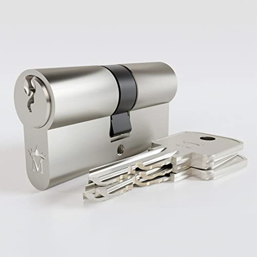 Sempro Cylindre de porte profilé 30/35 avec 3 clés - Cylindre de serrure double cylindre en laiton nickelé (EN 1303:2015)