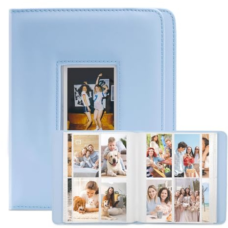 Mini album photo, compatible avec Fujifilm Instax Mini, avec 288 poches, pour ranger des photos de 7,6 cm et d'autres utilisations (bleu)