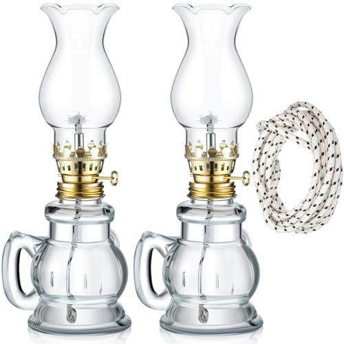 Yexiya 2 Pcs Oil Lamp Lantern for Indoor Use, 6.6 Ft Extra Wick, Fresh