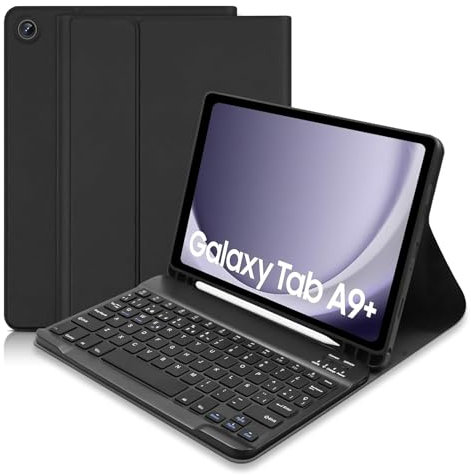 COEZFE Funda con Teclado para Samsung Galaxy Tab A9+ 11, Español Ñ Magnético, Funda Teclado para Samsung Galaxy Tab A9 Plus 11 Pulgada (SM-X210/X216/X218), Negro