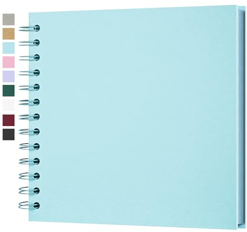 Fotoalbum zum Selbstgestalten, Scrapbook Fotobuch zum Einkleben 18 x 18 cm 40 Seiten, Archivqualität säurefrei DIY Geschenk für Baby, Familie, Jahrestag, Geburtstag, Valentinstag und Hochzeit Hellblau