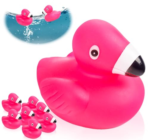12PCS Mini Pato De Baño De Flamencos, Pato De Baño Rosa, Juguete De Pato De Baño De Vinilo, Decoración De Pato De Baño para Bebés, para Baño Y Piscina