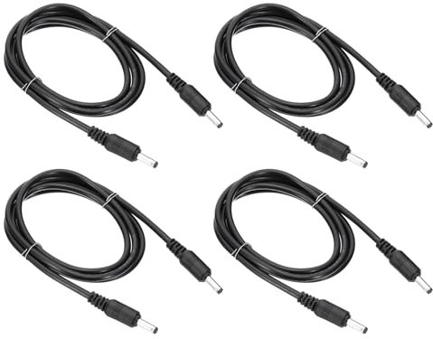 PATIKIL 3Ft Câble d'Extension d'Alimentation DC Mâle à Mâle 3,5 x 1,35 mm, 4Pcs Connecteurs Adaptateur de Fil 24 AWG, Cordon de Charge pour Bande LED DVR Routeur Caméra, Noir