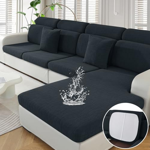Ystyle Housse Coussin Canapé Imperméable, Universelle Housse Assise Canapé Extensible, Protection Meubles pour Chien Chat Enfant, Remplacement Coussin Individuel (1 Place, Gris Foncé)