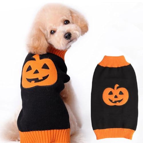 Asmea Hund Halloween Kostym Katt Pumpa Hundtröja Svart Tröja-XS