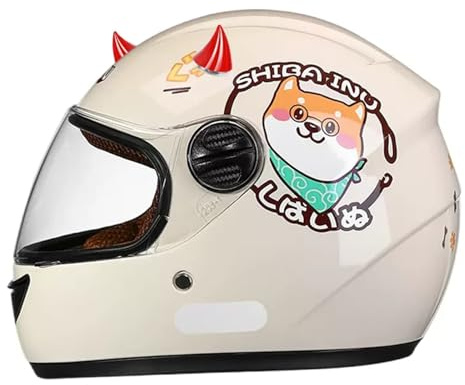 GAORUTO Casco Integral de Motocicleta para niños, Casco de Scooter Aprobado por ECE con Visera Solar y Bufanda extraíble, Casco de Scooter para niños y niñas de 3 a 12 años C-4,48-55CM