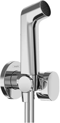 hansgrohe Bidette Handbrause S mit 1 wassersparenden Strahlart (EcoSmart), inkl. Absperrventil, Brausehalter und Brauseschlauch 1,25 m, für Kaltwasser, Chrom, 29230000