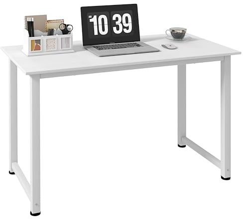 HOMCOM Scrivania per Computer Salvaspazio con Piedini Regolabili, Tavolo Scrittoio Scrivania PC per Gaming, Casa, Sala da Pranzo, Studio e Ufficio, 120x60x76 cm, Bianco