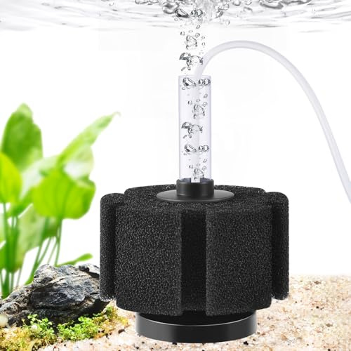 PYPABL Aquarium Sponge Filter, Ultra Quiet Aeration Bio Sponge Filters for Breeding Fry Shrimp Betta Fish Tank, Efficient Submersible Aquarium Filter for up to 380 Litres Tank (M for up to 190 litres)