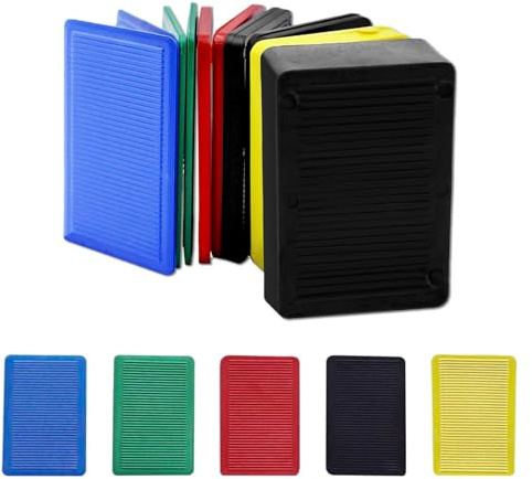 Plastic Base Plates, Pack of 86 Plastic Spacers, 60 x 40 mm Spacers, Tile Wedges, Glazing Blocks, Underlay Plates, for Windows, Cabinets (6 Thickness 2 mm, 2.8 mm, 3.8 mm, 5 mm, 10 mm, 20 mm)