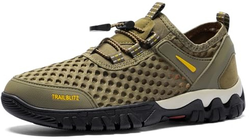 TrailBlitz Water Shoes Men Quick Drying Outdoor Hiking Barefoot Boat Footwear Aqua Shoes for Water Sport Waders Diving Hiking Sailing Travel Beach Wading Swimming Fishing Kayaking(10.5 Men, ArmyGreen)