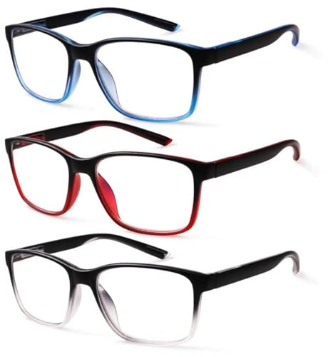 Kerecsen 3 Pack Reading Glasses for Men Blue Light Blocking Spring Hinge Readers for Men Anti Eye Strain/Dryness/Computer Glare/UV (C2, 0.50, Dioptres)
