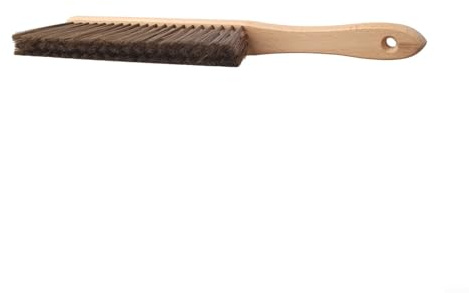 Cepillo para chimenea, mango de madera de 36 cm, cepillo de chimenea para limpieza de cenizas y hollín, herramienta de barrido de rejilla de fuego