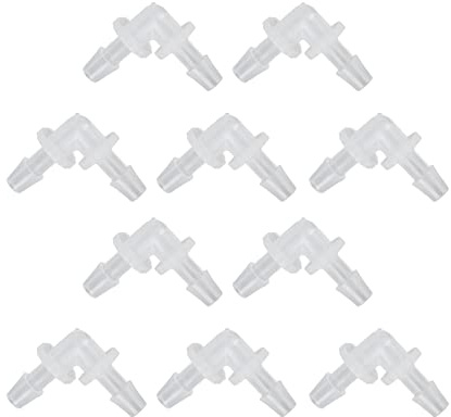 RASTKY Connettore per Tubo Flessibile da 90 Gradi Resistente Ai Graffi e Affidabile per Tubo della Pompa Raccordi in Plastica a Forma di L da 10 Pezzi di Uguale Diametro per Alimenti e Bevande (4.8MM)