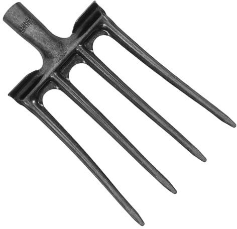 Fourche à Quatre Dents en Acier Argentée pour Préparation du Sol
