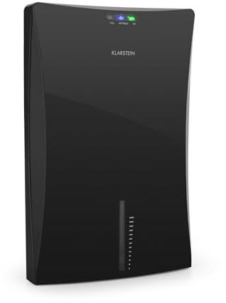 Klarstein Drybest 2000 2G - Deshumidificador Electrico, Purificador, Deshumidificadores de humedad, 0,7L/24h, bajo Consumo 70W, silencioso, Depósito de 2L, Ionizador Integrado, Negro