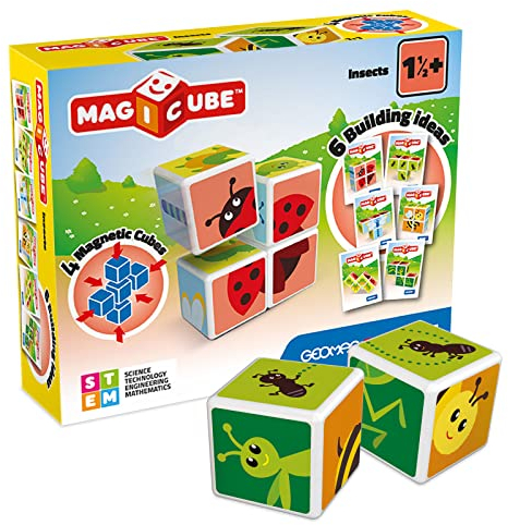 Geomag 121, Magicube Insects - Building Game with Magnetic Cubes, 4 Cubes