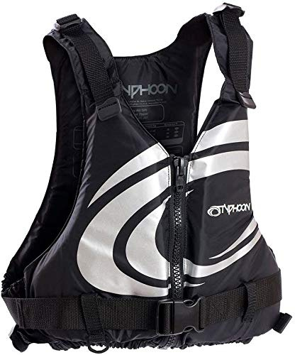 Typhoon Yalu XT 50n Buoyancy Jacket Yalu Wave Front Zipper 50N Buoyancy Aid - Canoe Kayak Dinghy SUP Jacket (Black/Silver, XL-XXL weights 70KG+)