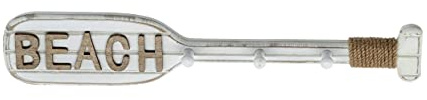 Meinposten Paddel Hakenleiste 3 Haken weiß Holz Garderobe Dekopaddel Holzpaddel 52 cm BEACH