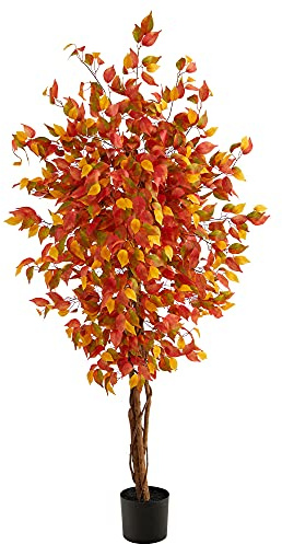 Nearly Natural 6ft. Autumn Ficus Artificial Fall Tree