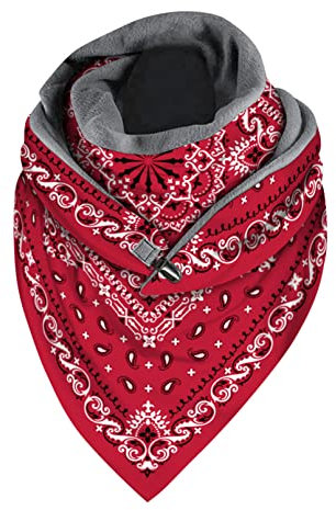 KUNIUO Bedruckter Warmer Winterschal Damen Warmer Winter Bedruckter Knopfschal Warmer Schal Lässig Schlichter Modeschal-W,A