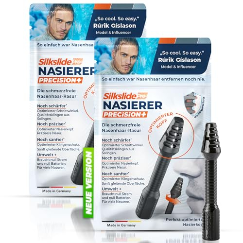 SilkslidePro Nose Hair Shaver, set di due tagliapeli per il naso per uomini e donne, rimozione dei peli del naso con lame ad alta precisione provenienti dalla Germania