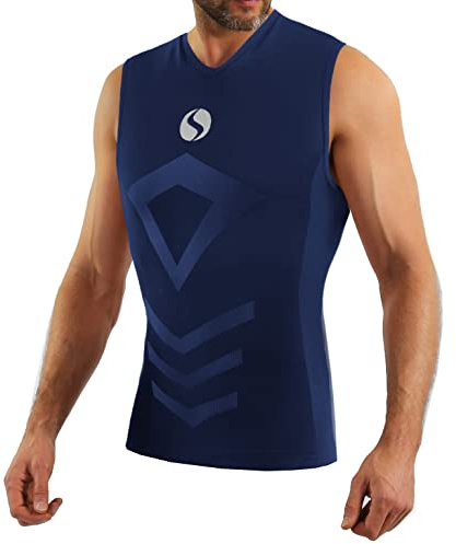 sesto senso Canottiera Camicia Sportiva da Uomo Biancheria Intima Termica a Compressione XXL/3XL Blue Blu Scuro