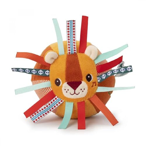 Lilliputiens - Pelota León Jack - Pelota de Actividades de Tela para bebés y niños pequeños - Estimulación sensorial con Sonidos y Texturas - Lavable en Lavadora - Desde 6 Meses