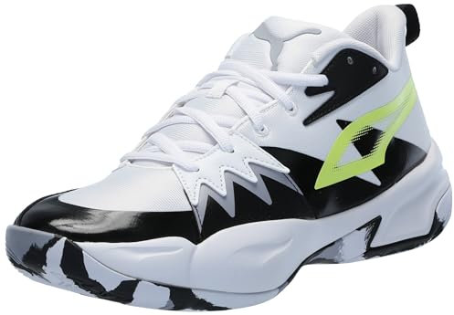 PUMA Basketball Shoes Herren Genetics Basketballschuhe, White-Electric Lime, 10, 43 EU