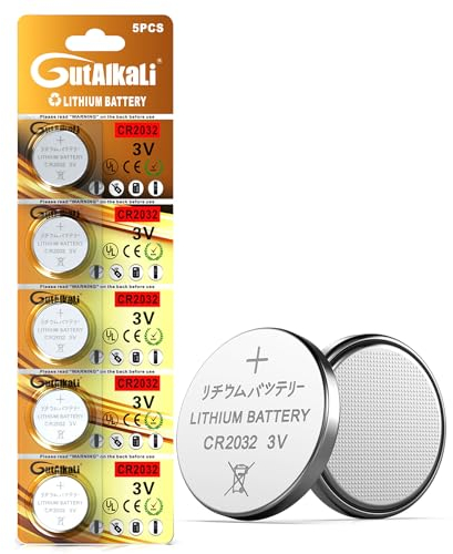 GutAlkaLi Batteria CR2032 3V Batteria a bottone al litio Batterie elettriche CR 2032 Batteria al litio Confezione da 5