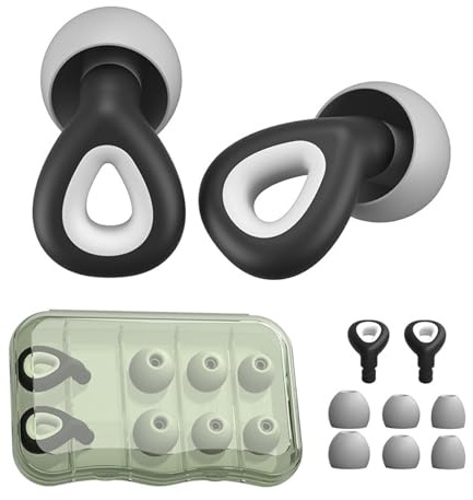 SSKHE Tappi per le orecchie per dormire con cancellazione del rumore, 38 dB, tappi per le orecchie riutilizzabili in morbido silicone, tappi per le orecchie di protezione dell'udito con 3 misure di