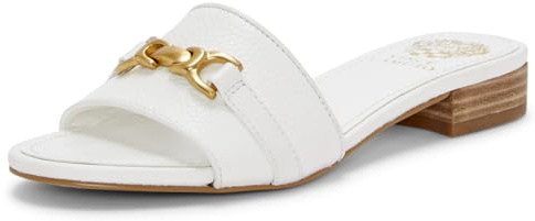 Vince Camuto Women's Maxine Banded Buckle Slide Sandal, Bianco, 8