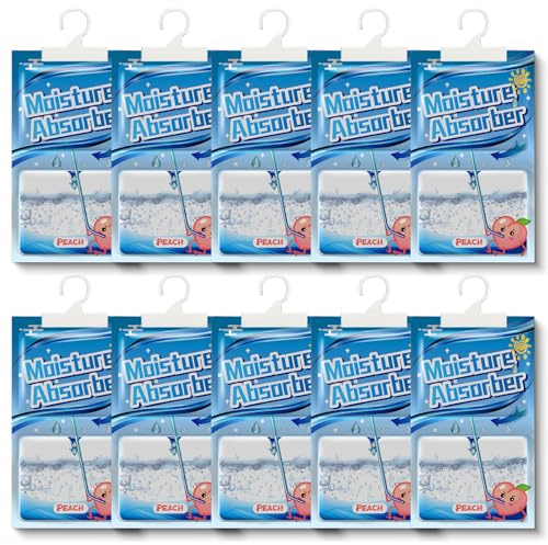 Absorbeur D'humidité Placard 10x100g, Sac De Déshumidification Suspendu avec parfum, Sachets Anti Humidite, pour éliminer l'humidité et les mauvaises odeurs des armoires,Des chambres, Anti moisissure