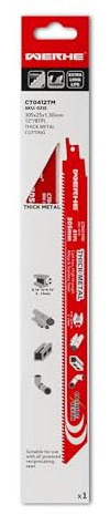 WERHE Säbelsägeblatt 305mm 8TPI – Hartmetall-Karbid für die meisten Säbelsägen – Schneidet Gusseisen, legierten Stahl & dicke Metalle