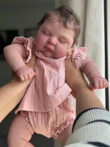 TKYFOYS 20 Pollici Bambole Reborn Lunghi Capelli Castani Silicone Vinile Corpo Realistico Reborn Baby Doll Bambola Realistiche Neonato Ragazza