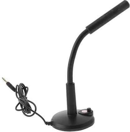 MUELODSIC 1pièce Microphone De Bureau Noir Microphone Gaming Pratique pour Pc Compatible avec Appareils Audio Léger Et Portable Ajustable avec Socle Stable