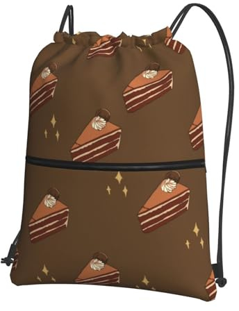 Mochila con cordón y bolsillos con cremallera, estampado de tartas, bolsa ligera de cuerda, bolsa de viaje, gimnasio, senderismo, yoga