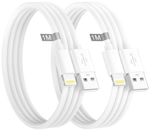 Cable iPhone 1M 2Pack,Cable Cargador iPhone [Certificado A pple MFi],Cable Lightning USB CaBle iPhone Carga Rápida cable USB Lightning para iPhone 14 13 12 11 Pro Max Mini XS XR X 8 7 6S Plus 5S i Pad