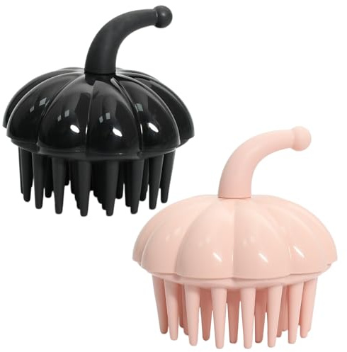 2-Pack Silicone Hair Scalp Massager, Scalp Massager Brush Hair Growth, Wet and Dry Use Scalp Scrubber, for Hair Care Shampoo Brush (Pink and Black)